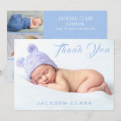 Bedankt Blauwe Foto Collage Baby Jongen Aankondigi Aankondiging (Voorkant / Achterkant)