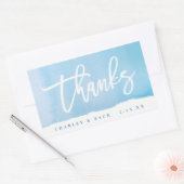 Bedankt Blauwe Waterverf Mini Wijn Champagne Label (Envelop)