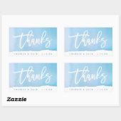 Bedankt Blauwe Waterverf Mini Wijn Champagne Label (Vel)