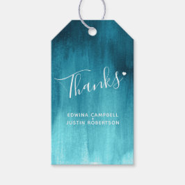 Bedankt blauwgroen abstracte bruiloft of cadeau vo cadeaulabel