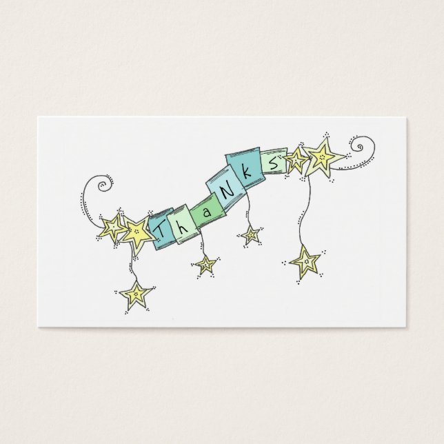 Bedankt Blauwgroen sterren Gratitude Small Visitekaartje (Voorkant)