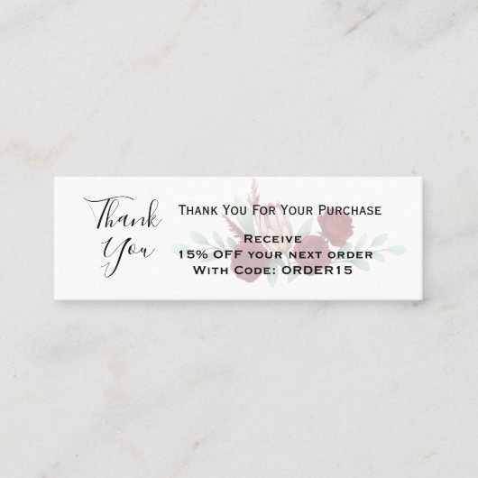 Bedankt Bloemen Kortingscode QR Invoegen Mini Visitekaartje (Voorkant)