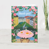 BEDANKT Bloemen Terras Thee Tijd Parijs Kaart (Voorkant)