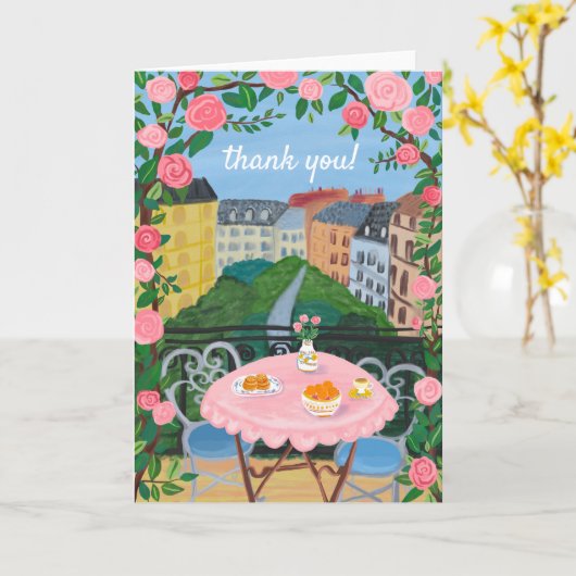 BEDANKT Bloemen Terras Thee Tijd Parijs Kaart (Gele Bloem)