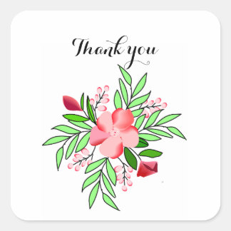 Bedankt Bloemstickerlabels Vierkante Sticker
