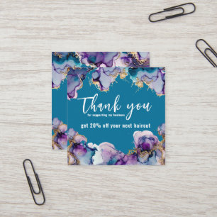 Bedankt Blue Abstract Elegant Business Vierkante Visitekaartje