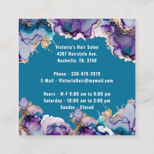 Bedankt Blue Abstract Elegant Business Vierkante Visitekaartje (Achterkant)