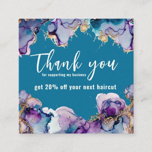 Bedankt Blue Abstract Elegant Business Vierkante Visitekaartje (Voorkant)