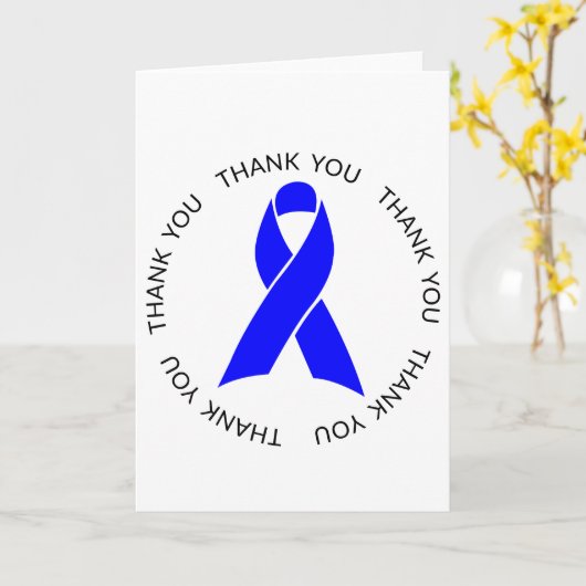 Bedankt Blue Awareness Ribbon Kaart (Gele Bloem)