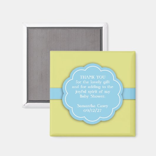 Bedankt Blue Baby shower Favor Magnet (Voorkant / Achterkant)