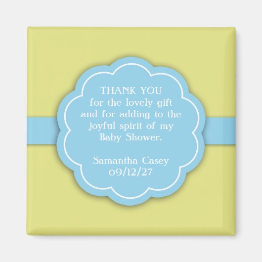 Bedankt Blue Baby shower Favor Magnet (Voorkant)