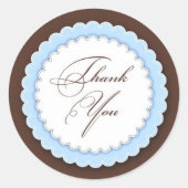 Bedankt Blue Brown Ronde Sticker (Voorkant)