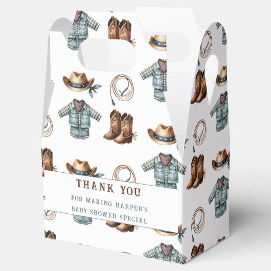 Bedankt Blue Cowboy Pattern Baby Boy Shower Bedankdoosjes (Geopend)