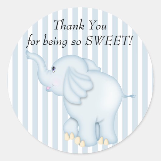 Bedankt Blue Elephant Baby shower Ronde Sticker (Voorkant)