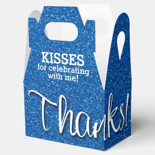 BEDANKT Blue Faux Glitter Bedankdoosjes (Geopend)
