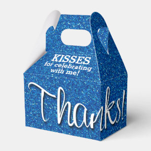 BEDANKT Blue Faux Glitter Bedankdoosjes