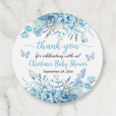 Bedankt Blue Floral Baby shower Bedankjes Labels (Voorkant)