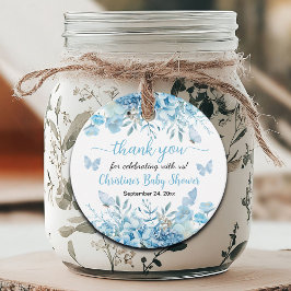 Bedankt Blue Floral Baby shower Bedankjes Labels