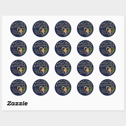 Bedankt Blue & Gold 2025 Afstudeerfeest gunst Ronde Sticker (Vel)