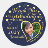 Bedankt Blue & Gold 2025 Afstudeerfeest gunst Ronde Sticker (Voorkant)