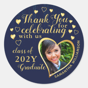 Bedankt Blue & Gold 2025 Afstudeerfeest gunst Ronde Sticker