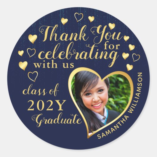 Bedankt Blue & Gold 2025 Afstudeerfeest gunst Ronde Sticker (Voorkant)