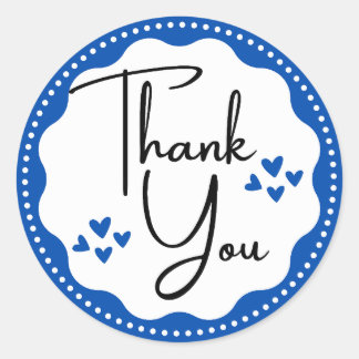 Bedankt Blue Hearts Classic ronde Sticker