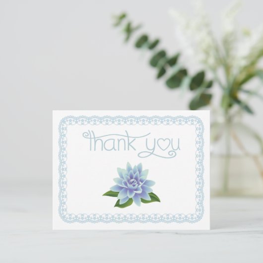 Bedankt Blue Lotus Flower Lace Briefkaart (Staand voorkant)
