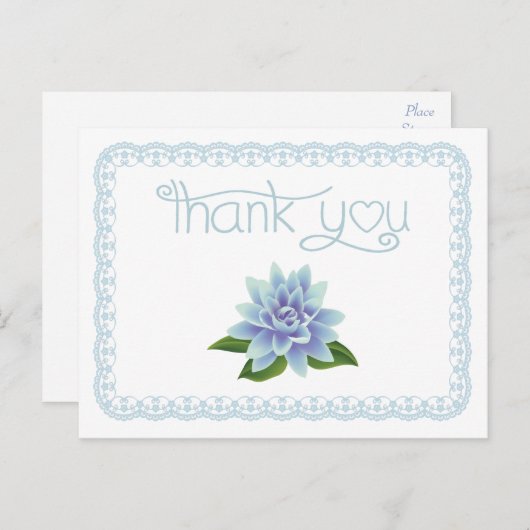 Bedankt Blue Lotus Flower Lace Briefkaart (Voorkant / Achterkant)