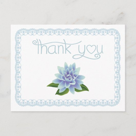Bedankt Blue Lotus Flower Lace Briefkaart (Voorkant)