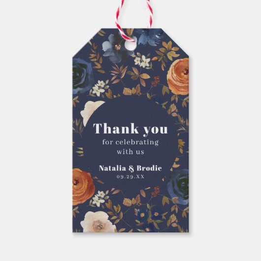 Bedankt Blue Rust Wedding Cadeaulabel (Voorkant)