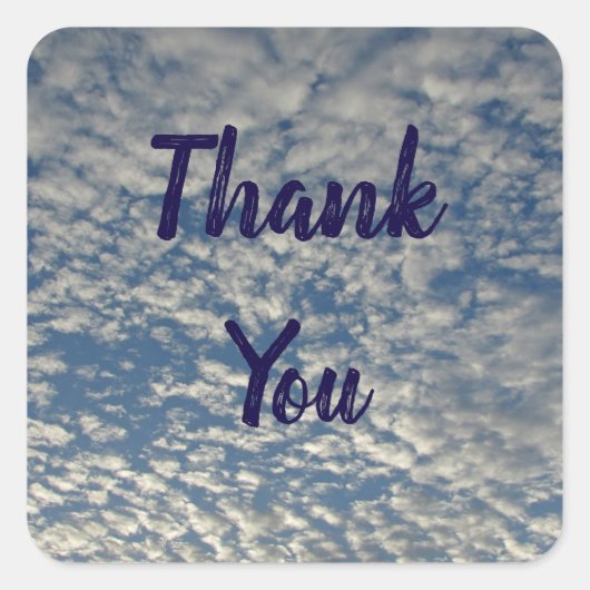 Bedankt Blue Sky White Clouds Foto Vierkante Sticker (Voorkant)