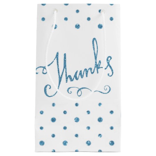 Bedankt Blue Sparkle Serif Text Dank je Klein Cadeauzakje (Voorkant)