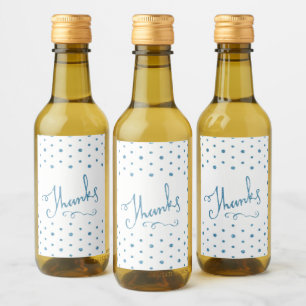 Bedankt Blue Sparkle Serif Text Dank je Wijn Etiket