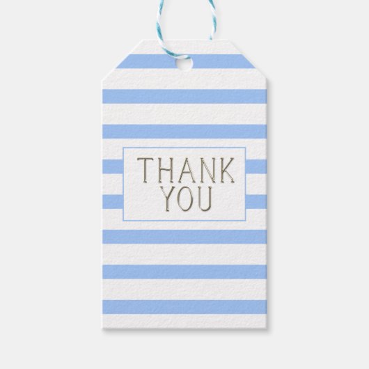 Bedankt Blue Striped Baby Boy Cadeaulabel (Voorkant)