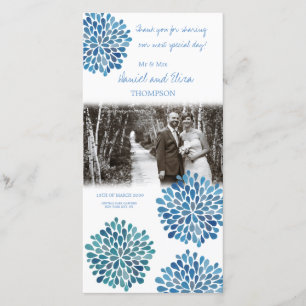 Bedankt Blue Waterverf Dahlias Wedding