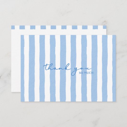 Bedankt Blue Waterverf Stripe Note Kaart Notitiekaartje (Voorkant / Achterkant)