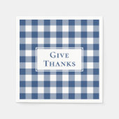 Bedankt Blue White Gingham Check Thanksgiving Servet (Voorkant)