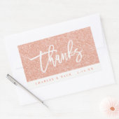 Bedankt Blush Roze Glitter Mini Wijn Champagne Rechthoekige Sticker (Envelop)