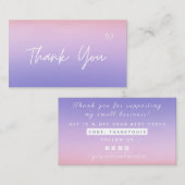 Bedankt Blush roze Paarse Ombre Gradient Trendy Visitekaartje (Voorkant / Achterkant)