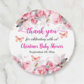 Bedankt Blush Rozen Baby shower Bedankjes Labels (Voorkant)