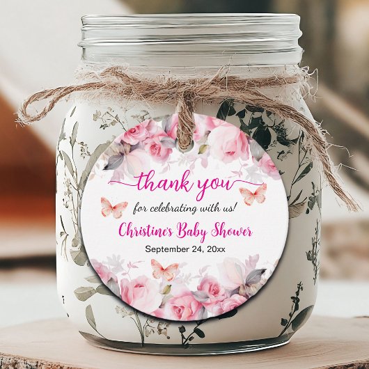 Bedankt Blush Rozen Baby shower Bedankjes Labels