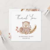 Bedankt Boho Botanisch Sweet Beer Baby shower Kaart (Voorkant / Achterkant in situ)