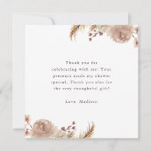 Bedankt Boho Botanisch Sweet Beer Baby shower Kaart (Achterkant)