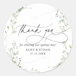 Bedankt Boho Greenery Wedding Ronde Sticker