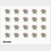 Bedankt Boho retro daisies roze blauw Ronde Sticker (Vel)