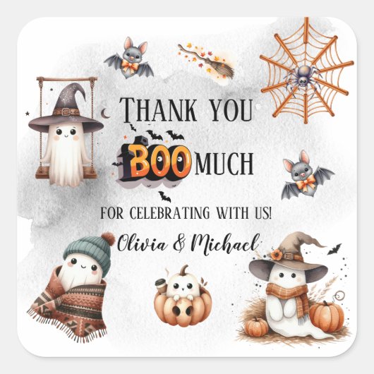 Bedankt Boo veel Schattigee Spooky Ghost Vierkante Sticker (Voorkant)