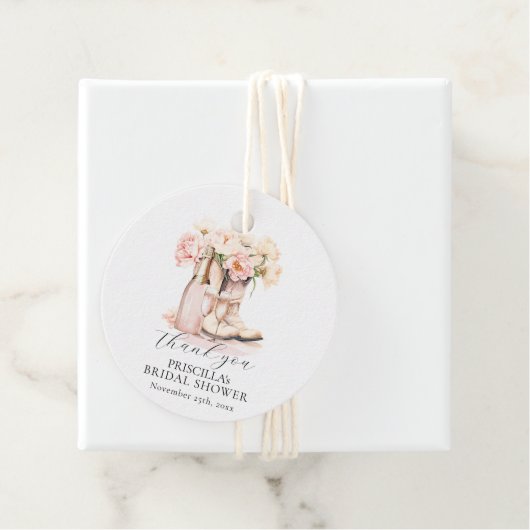 Bedankt Boots Bubbly Western Pioen VRIJGEZELLENFEE Bedankjes Labels (In situ)