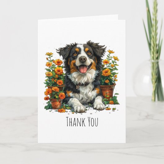 Bedankt Border Collie in Flowers (Voorkant)