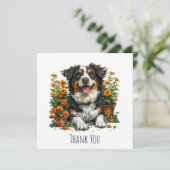 Bedankt Border Collie in Flowers (Staand voorkant)